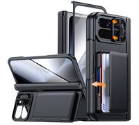 CENMASO for Google Pixel 10 Pro Fold Case with Card Holder [RFID Blocking], Hinge Protection, Hidden Kickstand, Screen Protector, Shockproof Phone Case for Pixel 10 Pro Fold (Black)