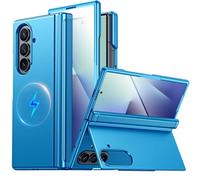 CENMASO for Samsung Galaxy Z Fold 7 Case with Magsafe & Built-in Kickstand & Hinge Protection & Screen Protector & Shockproof Protection Case for Z Fold 7 (Metal Blue)