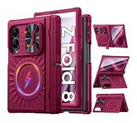 CENMASO Magnetic for Samsung Galaxy Z Fold 8 Case with Stand, Fit for Magsafe, Hinge Protection, Screen Protector, Built-in Dual Hidden Kickstand, Slim Shockproof Case for Galaxy Z Fold 8-Magenta