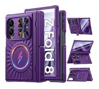 CENMASO Magnetic for Samsung Galaxy Z Fold 8 Case with Stand, Fit for Magsafe, Hinge Protection, Screen Protector, Built-in Dual Hidden Kickstand, Slim Shockproof Case for Galaxy Z Fold 8-Purple