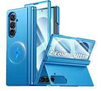 CENMASO Magnetic for Samsung Galaxy Z Fold 8 Ultra Case with Stand, Fit for Magsafe, Hinge Protection, Screen Protector,Hidden Kickstand, Slim Shockproof Case for Galaxy Z Fold 8 Ultra-Metal Blue