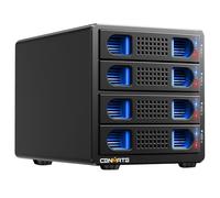 CENMATE Aluminum 4 Bay Hard Drive Enclosure with Cooling Fan for 2.5/3.5 SATA HDD/SSD with USB A/C 3.0 Cable, Support Hot Swappable, Tool-Free HDD Enclosure, DAS(NO RAID/NAS)