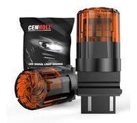 Cenmoll T25 3157 LED Bulb Amber Yellow, 3200LM Super Bright 12V-24V Build-in Load Resistor P27/7W 3156 P27W 3157 T25 LED Bulb Replacement for Backup Tail Brake Turn Signal Parking DRL Lights, 2 Pack