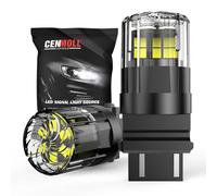 Cenmoll T25 3157 LED Bulb White, 3200LM Super Bright 12V-24V Build-in Load Resistor P27/7W 3156 P27W 3157 T25 LED Bulb Replacement for Backup Tail Brake Turn Signal Parking DRL Lights, 2 Pack