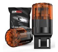 Cenmoll W21/5W Bulb Amber Yellow, 3200LM Super Bright 12V-24V Build-in Load Resistor T20 7440 7443 W21W LED Bulb Replacement for Backup Tail Brake Turn Signal Parking DRL Lights, 2 Pack