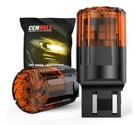 Cenmoll W21/5W Bulb Amber Yellow, 3200LM Super Bright 12V-24V Build-in Load Resistor T20 7440 7443 W21W LED Bulb Replacement for Backup Tail Brake Turn Signal Parking DRL Lights, 2 Pack