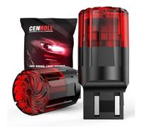 Cenmoll W21/5W Bulb Red, 3200LM Super Bright 12V-24V Build-in Load Resistor T20 7440 7443 W21W LED Bulb Replacement for Backup Tail Brake Turn Signal Parking DRL Lights, 2 Pack