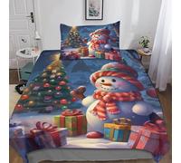 cenmoo Christmas PresentSingle Duvet Cover Set 3D Printed Bedding SetSoft & Cosy 3 Pieces Breathable Christmas Tree Quilt Cover King Size Bedding Single（135x200cm）
