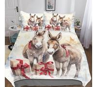 cenmoo Christmas PresentSingle Duvet Cover Set 3D Printed Bedding SetSoft & Cosy 3 Pieces Breathable Father Christmas Reindeer Quilt Cover King Size Bedding Double（200x200cm）