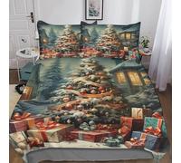 cenmoo Duvet Cover Double 3D King Size Bedding Set Decorative Microfiber Christmas Tree Comforter Cover Zipper, Soft for Aldult King（220x240cm）