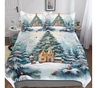 cenmoo Duvet Cover Double Soft Microfibre 3 Pieces Christmas Tree 3D Print Multicolor Bedding Set Quilt Cover with Zipper Duvet Cover + Pillowcases King（220x240cm）