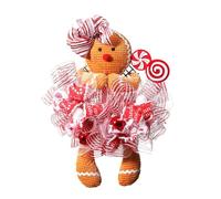 CENMOO Gingerbread Man Wreath, 16.14 Inches Christmas Gingerbread Wreath, Gingerbread Door Decoration with Versatile Designs, Gingerbread Man Wreath for Wall, Fireplace, Entryway, Mantelpiece, Window