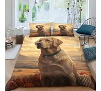 cenmoo Labrador Bedding Set,3D Duvet Cover with Pillowcases, for Soft Microfiber Quilt Cover with Zipper Closure 3 Piece Set Double（200x200cm）