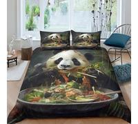 cenmoo PandaSingle Duvet Cover Set 3D Printed Bedding SetSoft & Cosy 3 Pieces Breathable Lovely Quilt Cover King Size Bedding King（220x240cm）