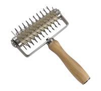 CENMOO Pizza Dough Docker, 235g Dough Roller Needle, Stainless Steel Dough Machine, Dough Roller Docker with Solid Wood Handle, Pizza Crust Piercer for Home Kitchen Resturants Pizza Shop Bakery