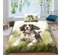cenmoo Springer Spaniel 3D Printed Pattern Bedding Double Duvet Cover Set Comforter Cover 3 Pieces Cute Dog Duvet Cover Sets Double Bed CoverSingle(135x200cm)