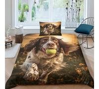 cenmoo Springer Spaniel King Size Duvet Cover Sets 3D Pattern Printed Bedding Sets King SizeCute Dog Quilt Cover Set Bed Covers Double BedSingle(135x200cm)