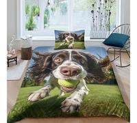 cenmoo Springer Spaniel King Size Duvet Cover Sets 3D Pattern Printed Bedding Sets King SizeCute Dog Quilt Cover Set Bed Covers Double BedSingle（135x200cm）