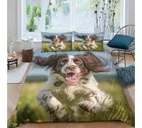 cenmoo Springer Spaniel Single Bedding Sets Youth Quilt Cover 3D Printed Bed Cover Cute Dog Boys Single Duvet Cover SetDouble（200x200cm）