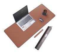 CENNBIE Leather Desk Mat, 90 x 40 cm, Extended Large Mouse Mat, Waterproof Non-Slip Desk Mat, Office and Home Desk Mat Felt (Brown)