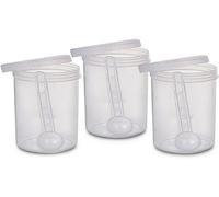 CENNET 3 x 1000ml Plastic Storage Jar With Screw Top Lids Airtight Food Storage Containers With Spoon For Kitchen, Herb, Spices, Sweets Clear Canister pots