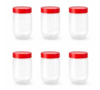 Cennet Plastic Food Storage Jars with Lids Airtight - 300ml 6 Pack Clear Kitchen Containers for Nuts, Sweets & Dry Food Small Pots