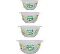 Cennet Plastic Kitchen Mixing Bowl Clear BPA Free Round Microwave and Dishwasher Safe Non Slip Base Stackable Large Medium Small Reusable Cooking Serving Bowls Set of 4 (One of Each Size)