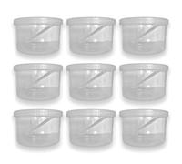 Cennet Plastic Storage Jar With Spoon - Airtight Screw Top Lids Clear Transparent Canister Pots For Food, Herb, Spices, Sweets, Kitchen Organize BPA FREE (300ML Pack of 9)
