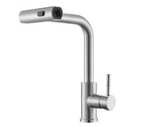 CENOSA Kitchen Faucet with Pull Down Sprayer Waterfall Single Hole Kitchen Sink Stainless Steel Modern Kitchen Faucets Brushed Nickel