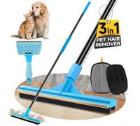 CENOVE 3 in 1 Carpet Rake Kit for Pet Hair Removal Tool, Reusable Pet Hair Remover Broom with Long Handle, Dog & Cat Carpet Scraper, Pet Hair Remover for Rugs, Mats, Couch, Curtains