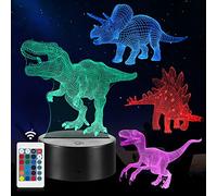 CENOVE 3D Night Light, Dinosaur Illusion LED Lamp Gifts for Boys Girls, 16 Colour Changes with Remote Control, Bedroom Decor Idea Creative Birthday Gift for Kids(4 PCS)