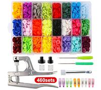 Cenoz 460 Sets 24Color Snap Plastic Fasteners Button with Pliers Tool, T5 Resin Plastic Button Sewing Fasteners Punch Poppers No Sew Buttons for Cloth Craft Mama Pads