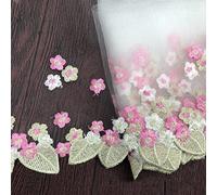 CENPEK 10 Yards Lace Trim Floral Bridal/Wedding Dress Flower Embroidered Fabric Table Cloth DIY Crafts Scallop Trim Applique Clothing Curtains, 7 Inch Wide(Rose Red)