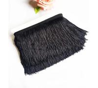 CENPEK 10 Yards of 6 Inch Fringe Trim Lace Tassel White Chainette Fringe Trim Ribbon for Latin Dance Dress DIY Clothing Embellishment Lamp Shade and Pillow Decorations-Black