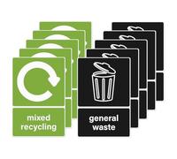 CENPEK 10pcs Trash Bin Recycling Stickers 15x10cm Self-Adhesive Garbage Stickers Waterproof General Garbage Stickers Removable Mixed Recycling Signs Eco-Friendly Label Stickers