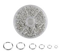 CENPEK 1390 Pcs Split Rings with Box, Round Metal Split Key Rings Double Loop Jump Rings Open Loop Rings Assorted for Dog Pet Collar DIY Tag Jewelry Car Key Organization-4/5/6/7/8/10mm (Silver)