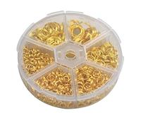 CENPEK 1390 Pcs Split Rings with Box, Round Metal Split Key Rings Double Loop Jump Rings Open Loop Rings Assorted for Dog Pet Collar DIY Tag Jewelry Car Key Organization-4/5/6/7/8/10mm (Golden)
