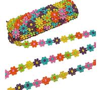 CENPEK 15 Yards 2.5cm Width Colorful Daisy Flower Lace Trim Ribbon Rainbow Sewing Craft Lace for Wedding Bridal Decoration DIY Sewing Embellishment