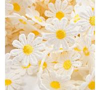 CENPEK 15 Yards 2.5cm Width White Daisy Flower Lace Trim Ribbon Rainbow Sewing Craft Lace for Wedding Bridal Decoration DIY Sewing Embellishment