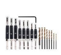CENPEK 17Pcs Self Centering Drill Bit Set,5/64-1/4in Quick Change Hinge Tapper Core Drill Bit Set Tool Replacement Drill Bits for Woodworking Window Door