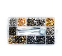 CENPEK 180 Set 3 Sizes Leather Rivets Single Cap Rivet Tubular Metal Studs with 3 Pieces Fixing Tool for DIY Leather Craft Rivets Replacement