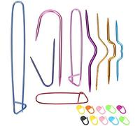 CENPEK 19 Pieces Knitting Tools, Mixed Color Aluminum Knitting Needles Cable Stitch Holder Markers Safety Pins Weaving Yarn Needles for Sewing Knitting Crochet Projects