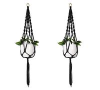 CENPEK 2 Pack 105CM Macrame Plant Hangers, Hanging Planter Baskets Hanger with Tassels Flower Pot Holder Cotton Rope Black