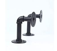 CENPEK 2 Pack Industrial Pipe Shelf Brackets-Black Iron Pipe Brackets Shelf Brackets for Custom Wood Shelves Wall Mounted Metal Rustic Pipe Included Hardware