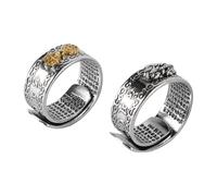CENPEK 2 PCS Feng Shui Pixiu Mantra Ring Good Luck Amulet Silver Ring Adjustable Size Pi Xiu Charms Feng Shui Amulet Wealth