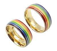 CENPEK 2 Pcs Gay Ring, Rainbow Ring Lgbt Ring, LGBT Gay Pride Rainbow Ring, Rings Gay,Women's Ring for men is suitable for many occasions, weddings, anniversaries