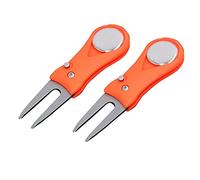CENPEK 2 Pieces Golf Divot Repair Tools, Stainless Steel Golf Pitch Fork with Magnetic Ball Maker Golf Foldable Divot Tool with Pop-up Button for Golfer