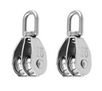 CENPEK 2 Pieces M20 Double Pulley Block 304 Stainless Steel Heavy Duty Double Pulley for Lifting Rigging Marine and Construction 75kg Load Capacity