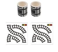 CENPEK 2 Roll Railway Track Stickers with 2 Sheet Curved Track Stickers Road Tape for Art DIY Crafts Bullet Journals Planner Scrapbooking Packaging Model Cities Model Cars