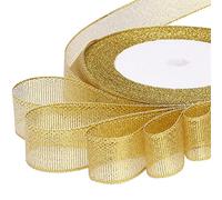 CENPEK 2 Rolls 25 Yard 20mm Wide Glitter Gold Ribbon Christmas Ribbon for Gift Wrapping Christmas Ribbons for Crafts Organza Ribbon for Christmas Tree(Gold)